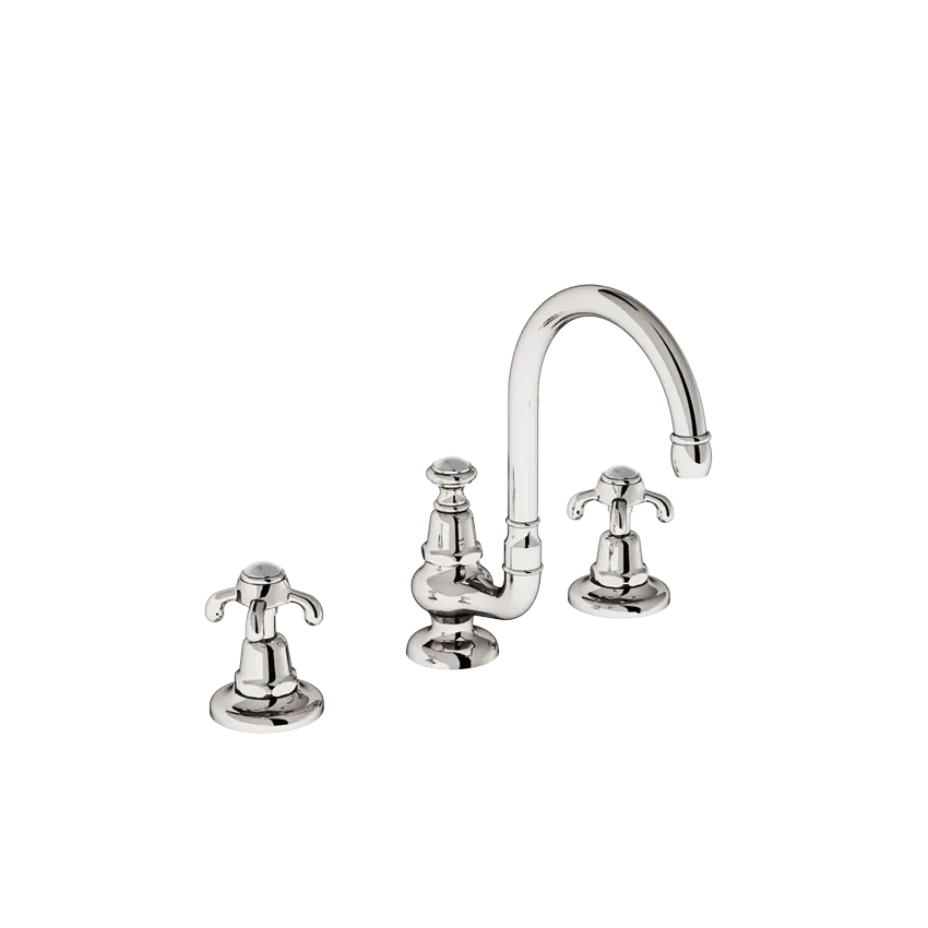  Volevatch Basin Deck-mounted 3-hole mixer, 16/125 moveable swan-neck spout integrated drain 