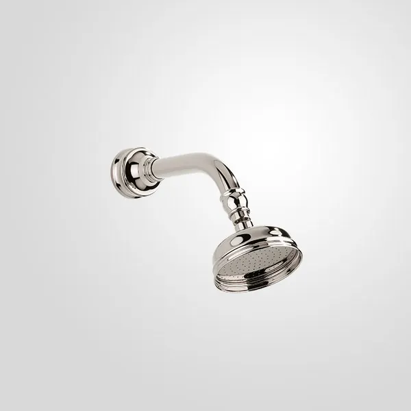Wall-mounted swan-neck arm with Ø 120 rose and swivel