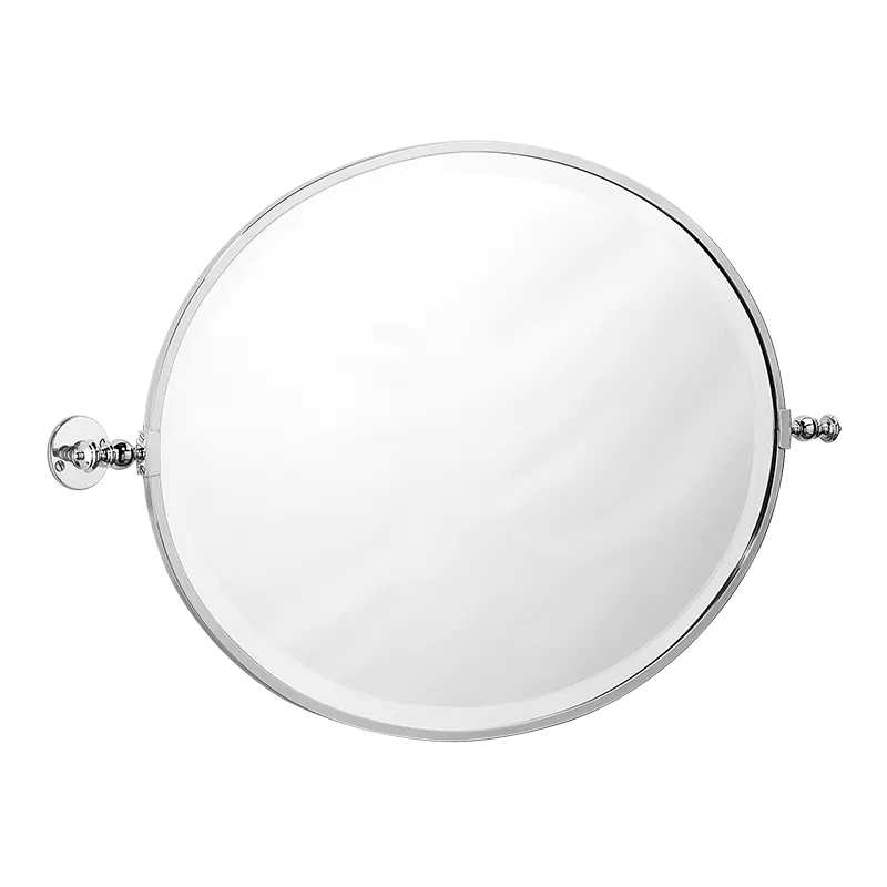 Oval mirror, pivoting, horizontal, flat rosettes (exposed screws), 690x510mm