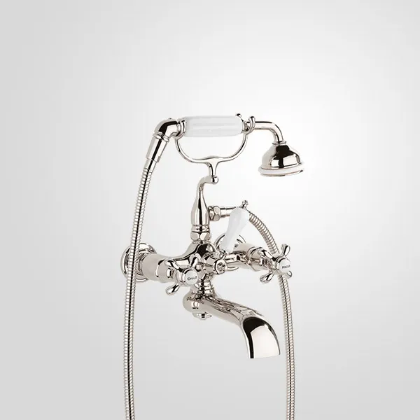 Bistrot Wall-mounted tub filler with handshower on cradle