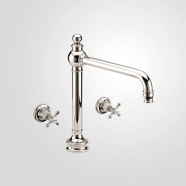 3-hole mixer raised, H375, moveable spout, concealed valves, with integrated drain