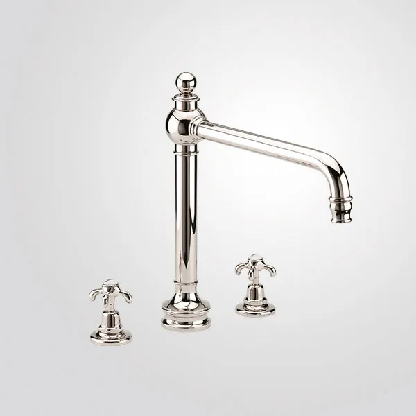  Volevatch Collection 3-hole mixer raised, H375, moveable spout, deck-mounted valves, with integrated drain