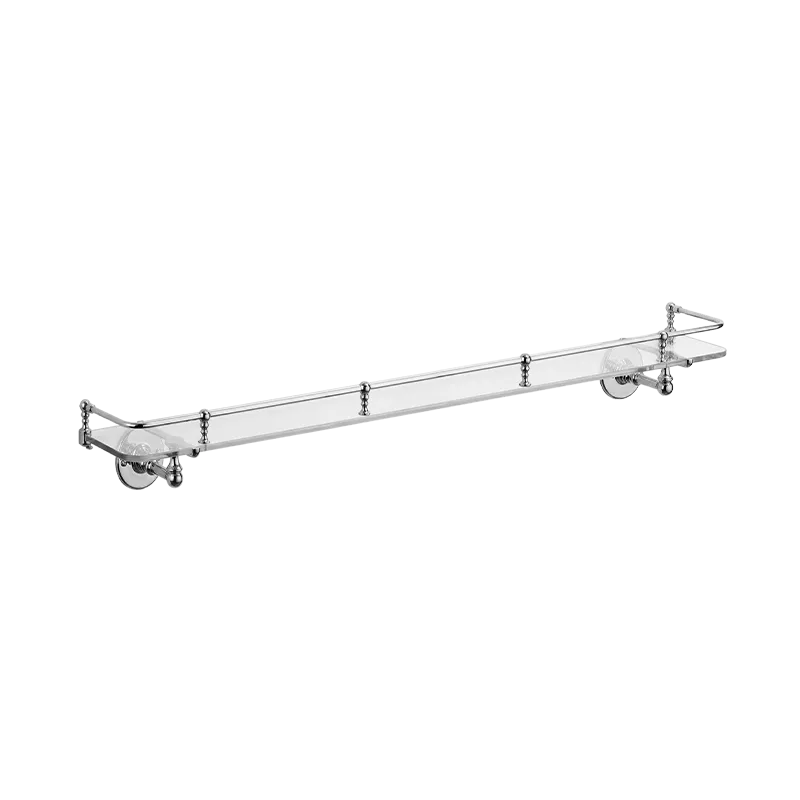  Volevatch Accessories 800 mm glass shelf with flat rosettes, exposed screws, with moveable guard rail
