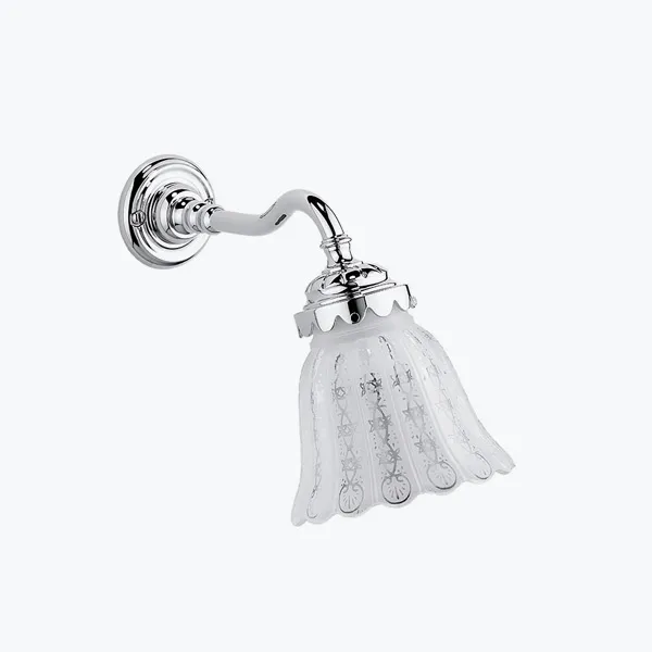 Bathroom wall sconce with curved arm without shade