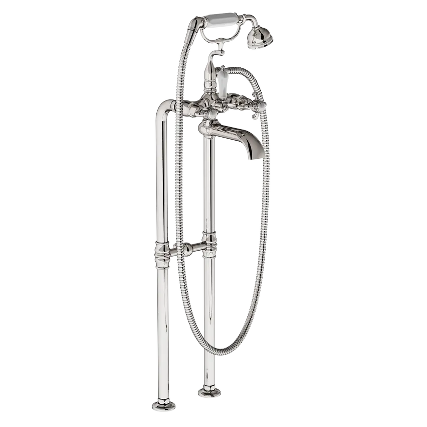  Volevatch Hand shower Bistrot Freestanding tub filler with handshower on cradle on standard columns, fixed to the drain