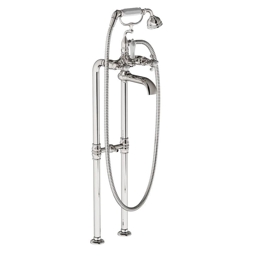  Volevatch Collection Bistrot Freestanding tub filler with handshower on cradle on standard columns, fixed to the drain