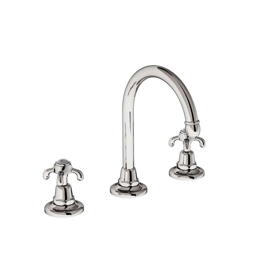 Deck-mounted 3-hole mixer, 18/150 moveable swan-neck spout without drain 