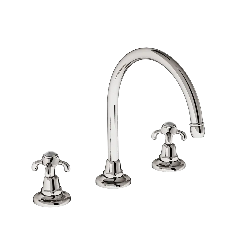  Volevatch Taps Deck-mounted 3-hole mixer, 18/200 moveable swan-neck spout without drain 