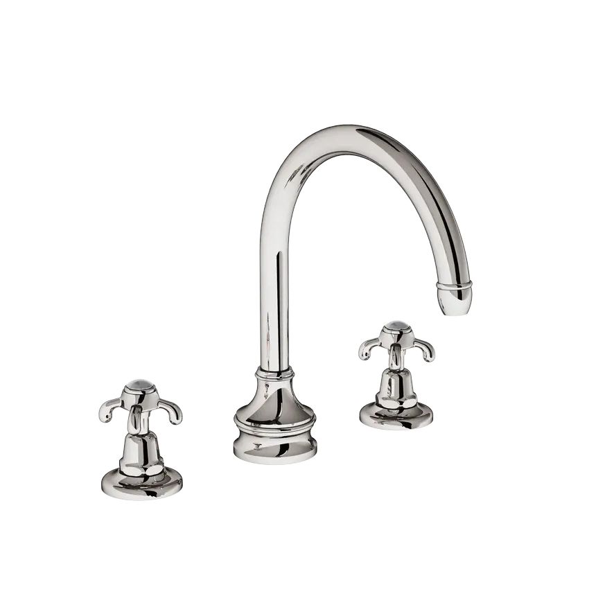 Deck-mounted 3-hole mixer, 22/200 moveable swan-neck spout without drain 