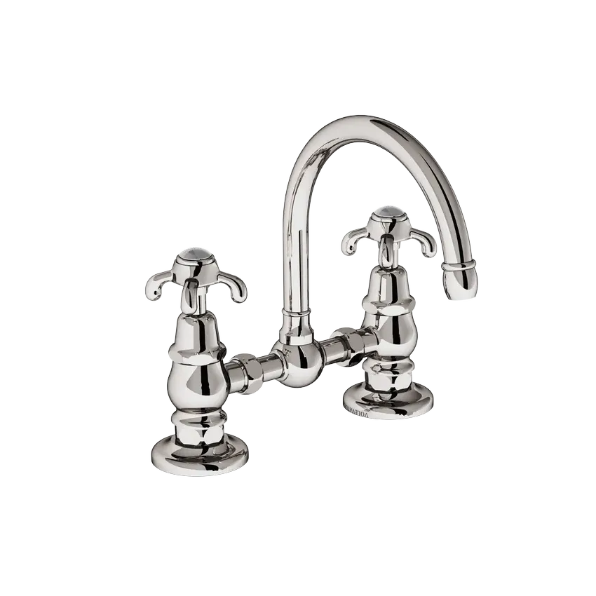  Volevatch Basin Deck-mounted mixer, straight bridge, 16/150 moveable swan-neck spout