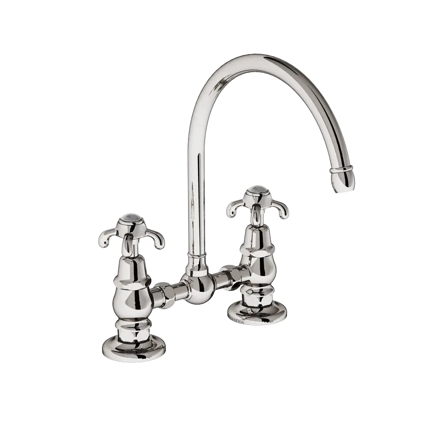  Volevatch Kitchen Deck-mounted mixer, straight bridge, 16/200 moveable swan-neck spout