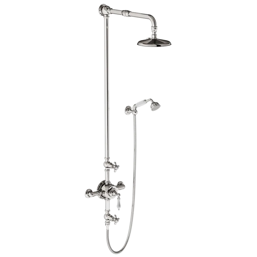  Volevatch Thermostatic valve Exposed shower system with thermostatic valve, straight shower arm, hanshower and Ø 200 flat-top rose