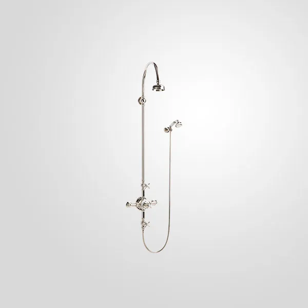  Volevatch Bathroom Exposed shower system with thermostatic valve, swan-neck shower arm, hanshower and Ø 120 shower rose