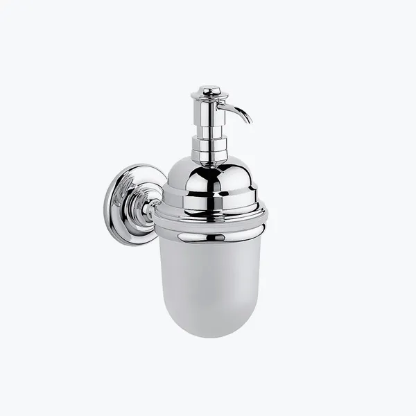 Large wall-mounted liquid soap dispenser with frosted glass