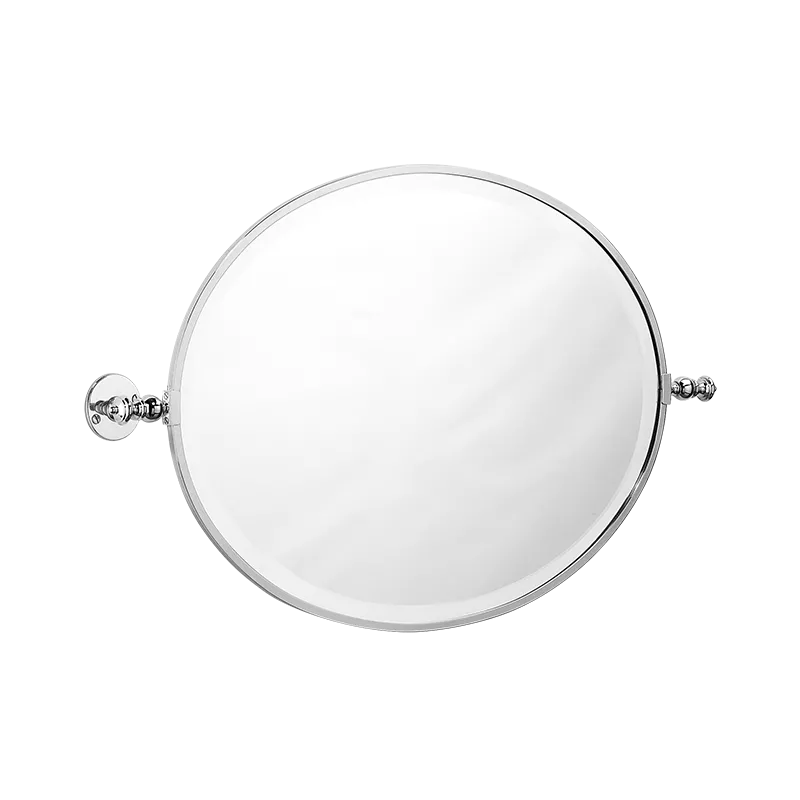 Oval mirror, pivoting, horizontal, flat rosettes (exposed screws), 475x360mm
