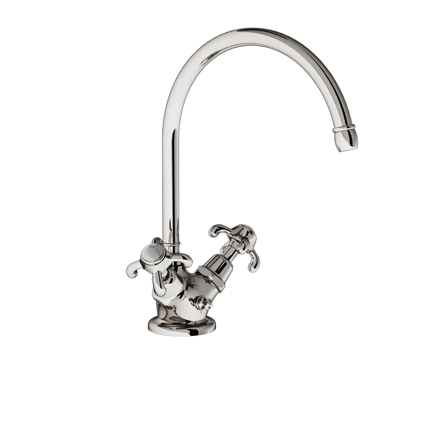 Volevatch Taps Single hole sink mixer, with escutcheon, 16/200 moveable swan neck spout without drain 