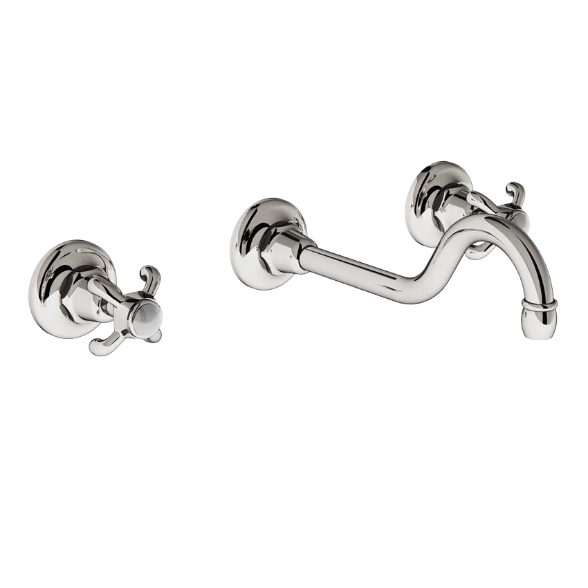 Wall-mounted 3-hole mixer, 240 mm curved spout 