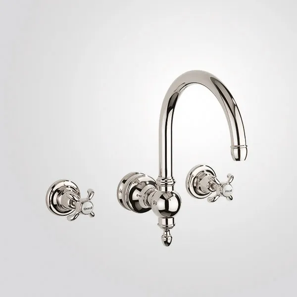  Volevatch Collection Wall-mounted 3-hole mixer, horizontal bridge, 22/185 moveable swan-neck spout without drain