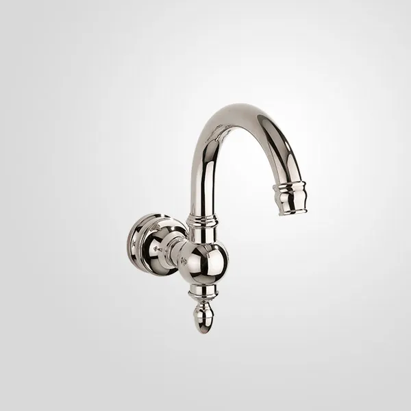 Wall-mounted moveable swan-neck tub spout