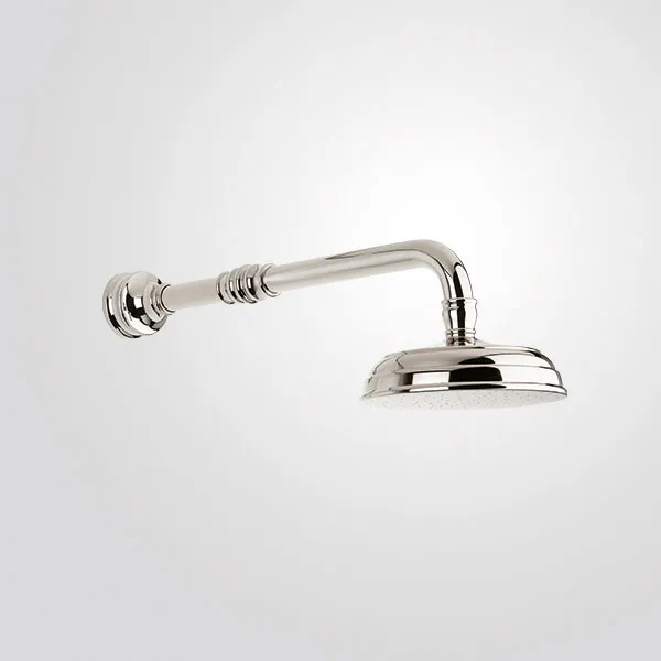 Wall-mounted straight shower arm with Ø 200 domed top rose