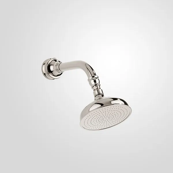 Wall-mounted swan-neck arm with Ø 160 rose and swivel