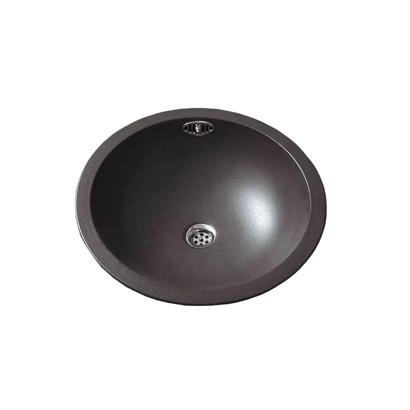 Black ceramic undermount sink, double glazed with overflow