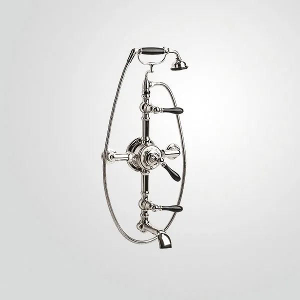  Volevatch Collection Exposed shower system set with thermostatic valve, tub spout and handshower on cradle