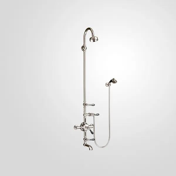  Volevatch Collection Exposed shower system with thermostatic valve,Ø 120 shower head (with swivel), swan-neck shower arm, with tub spout and handshower
