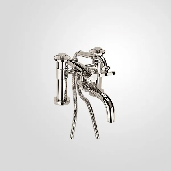  Volevatch Bathtub Deck-mounted tub filler with handshower on cradle