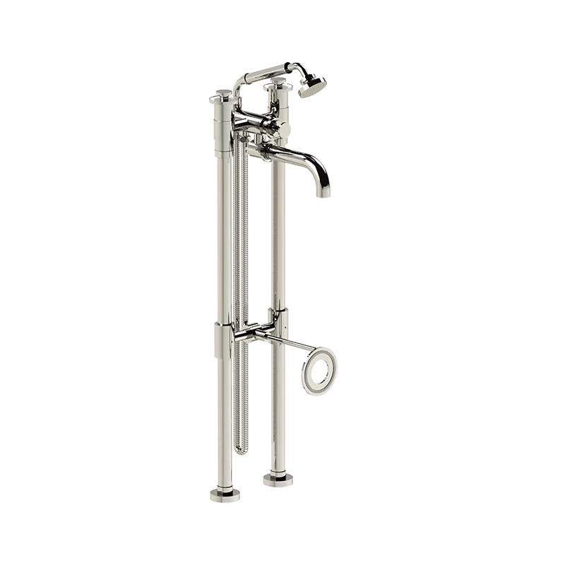  Volevatch Grand Hôtel Freestanding tub filler with handshower on cradle on standard columns, fixed to the drain