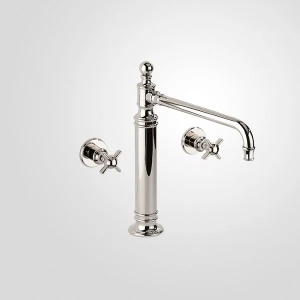  Volevatch Basin 3-hole mixer raised H315, moveable spout, wall-mounted valves with integrated drain