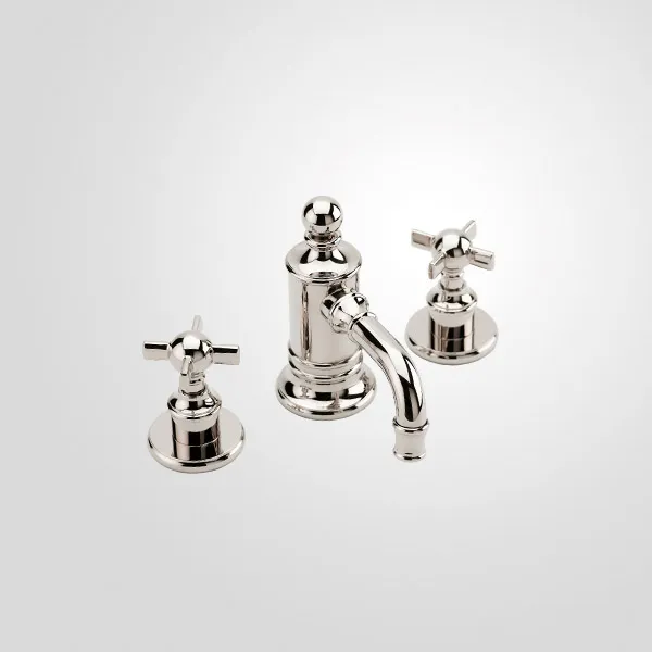 Deck-mounted 3-hole bidet mixer with integrated drain