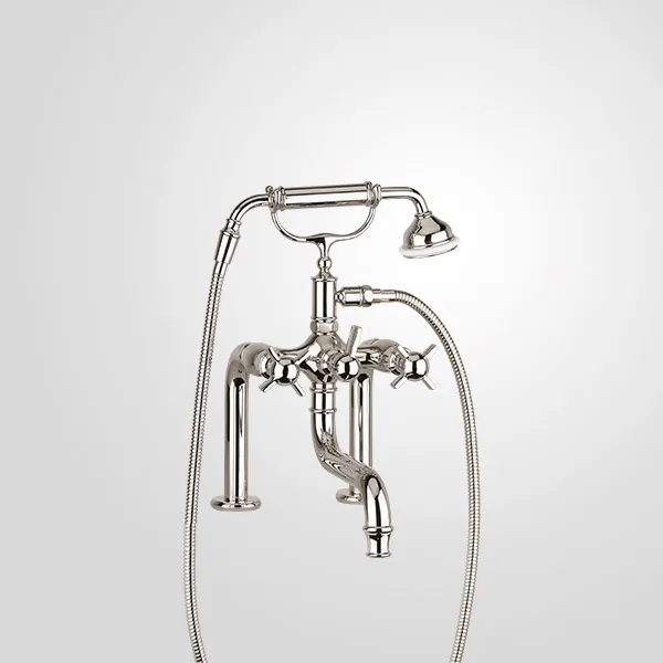  Volevatch Bathroom Deck-mounted tub filler with handshower on cradle