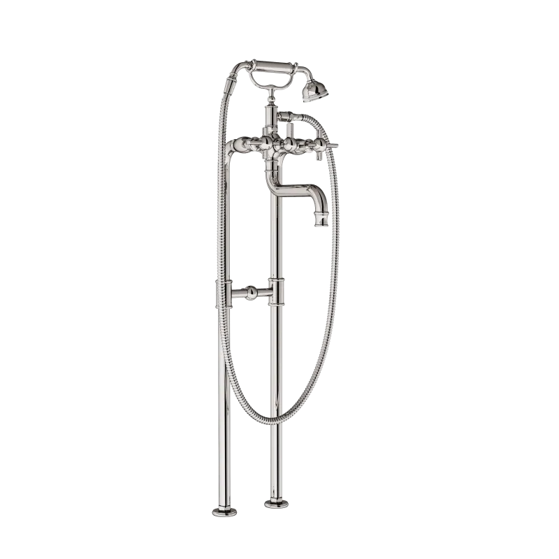  Volevatch Bathtub Freestanding tub filler with handfshower on standard columns fixed to the wall