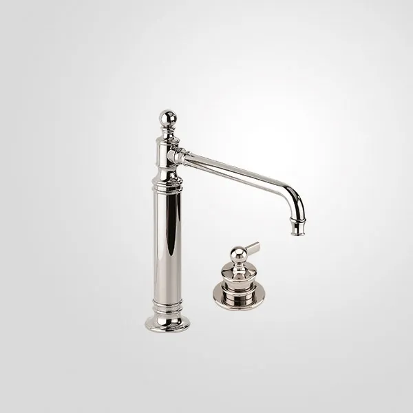 Moveable spout raised H315, deck-mounted single lever mixer, without integrated drain