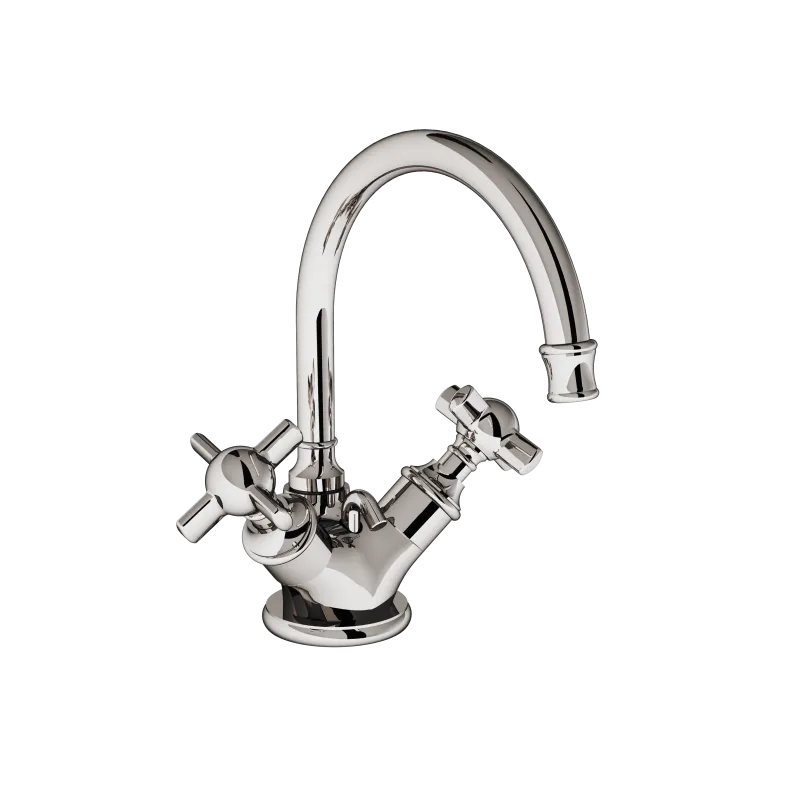  Volevatch Collection Single hole sink mixer with escutcheon, integrated drain, 150 mm moveable swan-neck spout