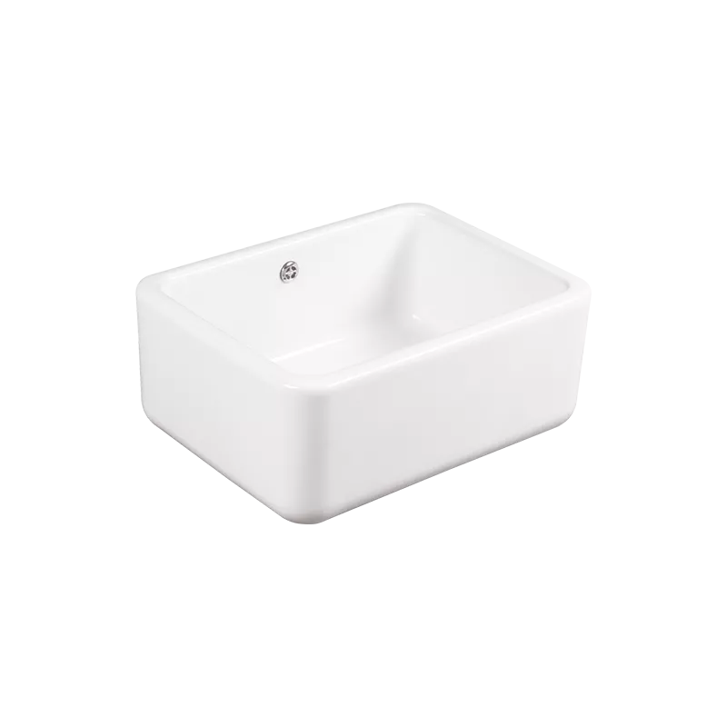 Kitchen sink in white porcelain, 595x460x255 with overflow