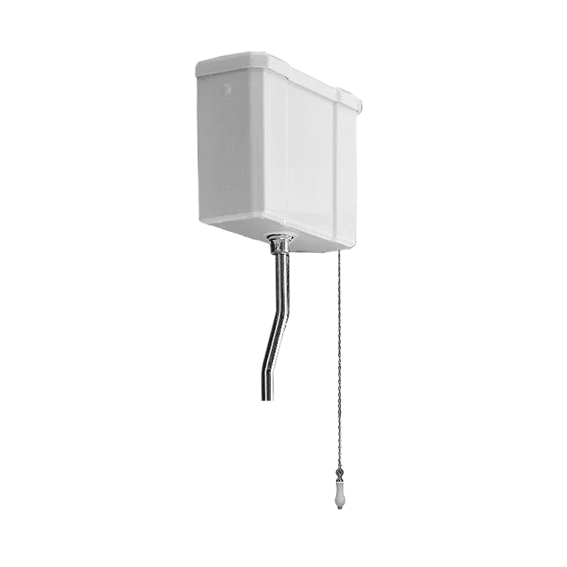 Neoclassique high level cistern with mechanism and porcelain flushing handle