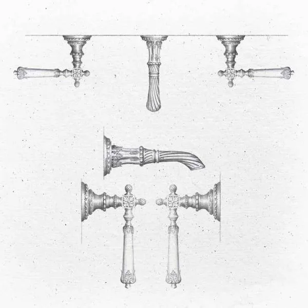  Volevatch Versailles Needle-shower with thermostatic valve, Ø 300 shower head and side spray jets