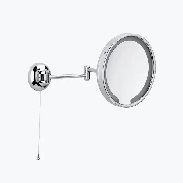 Wall-mounted double arm magnifying pivotal mirror