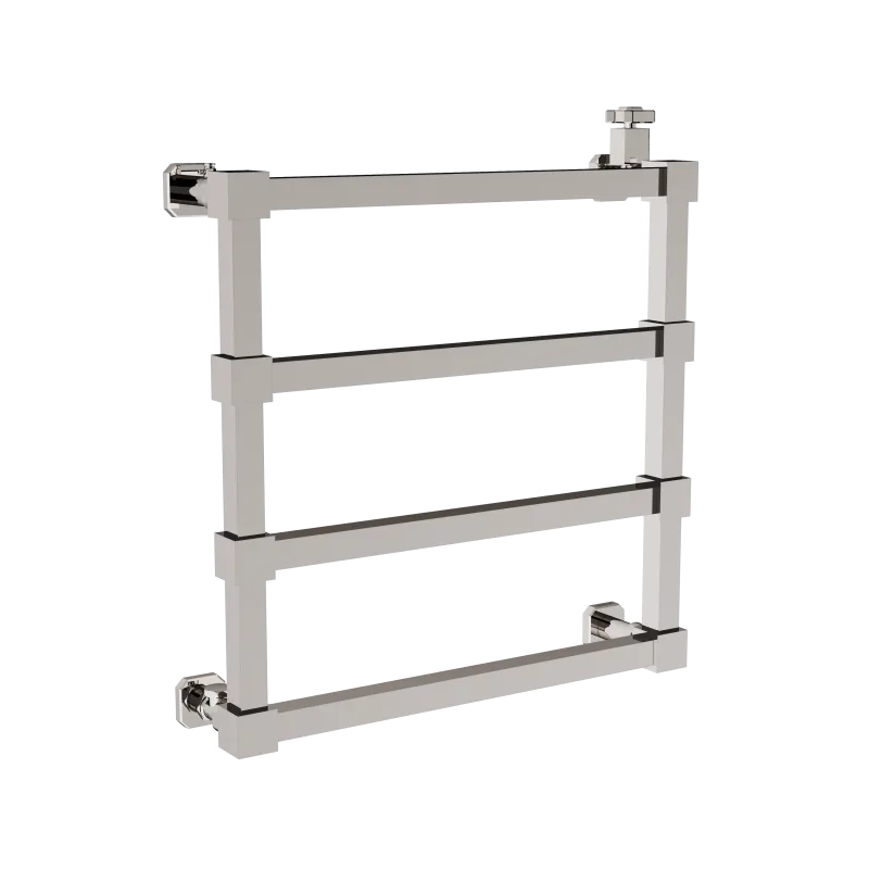  Volevatch Art Deco Radiateur hydraulique mural 600x600mm 4 barres, avec robinet et té de réglage