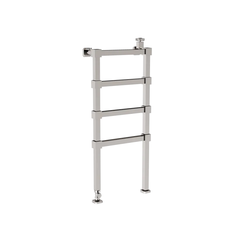  Volevatch Sèche-serviettes Radiateur hydraulique sur pieds 400x1000mm 4 barres, avec robinet et té de réglage