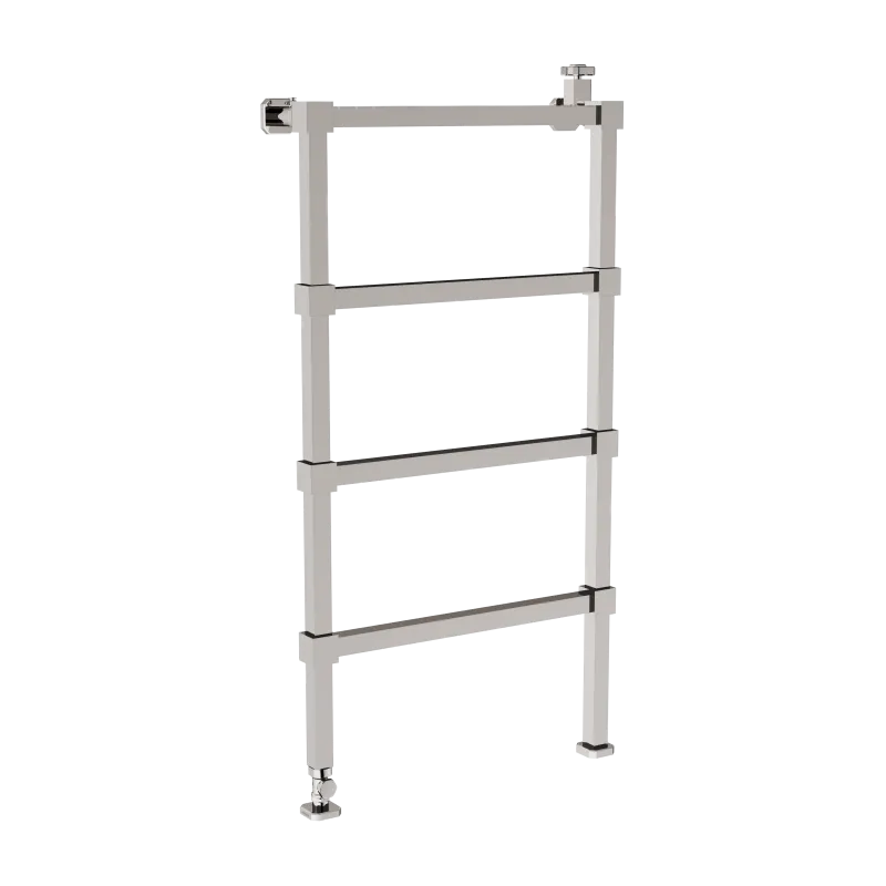 Sèche-serviettes hydraulique sur pieds 600x1200mm 4 barres avec robinet et té de réglage