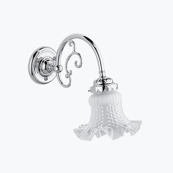  Volevatch Bistrot Applique seule avec coupelle à vis, bras volute inversé (rosace bombée)