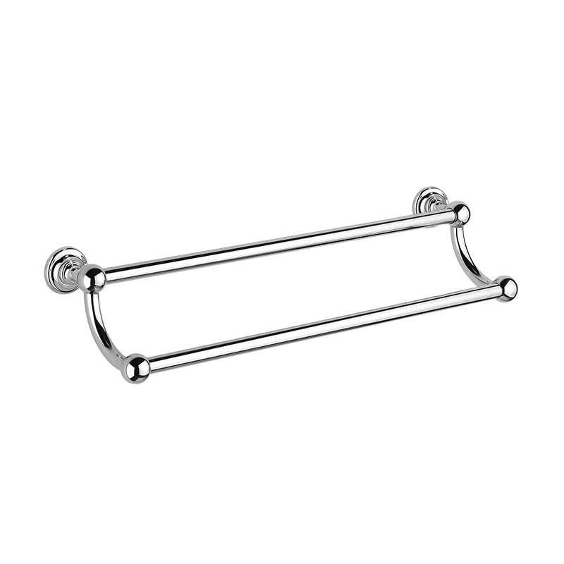Double barres porte-serviettes, 600mm, rosaces pleines (verre ou métal)