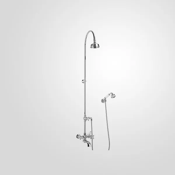  Volevatch Robinetterie Ensemble bain/douche/douchette, bras col de cygne, pomme Ø 120 (rotule)