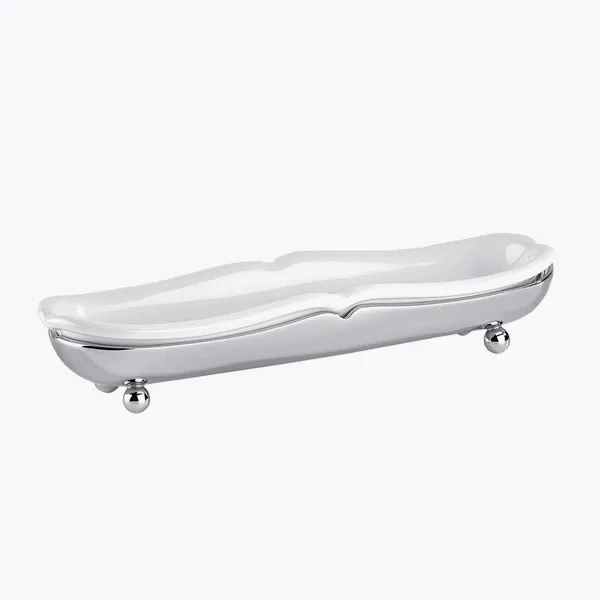 Porte-savon long à poser, coupelle porcelaine