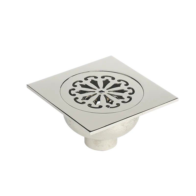  Volevatch Douches Siphon de sol, grille arabesque 140x140, sortie droite